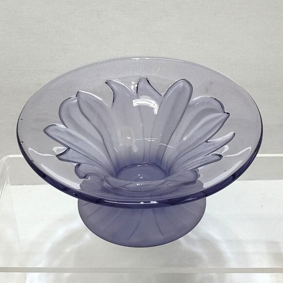 Viking Glass Co. Purple Art Deco Frosted Flower Pedestal Bowl Handmade USA VTG - Picture 5 of 9